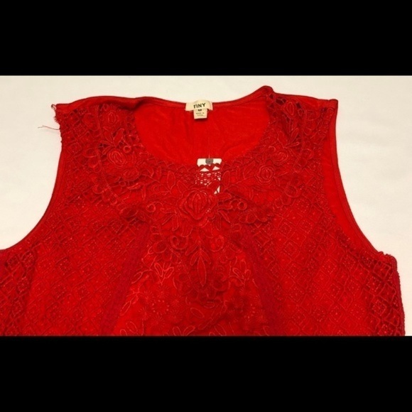 Anthropology Tiny Red Lace Sleeveless Tops - Picture 2 of 10